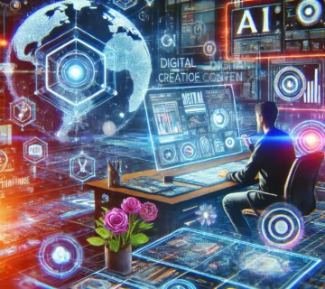 نمایش پیشرفت‌های فناوری در حوزه تولید محتوای دیجیتال و نقش ابزارهای هوش مصنوعی در این فرایند.